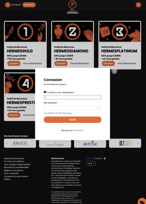 Connexion Casino Hermes<