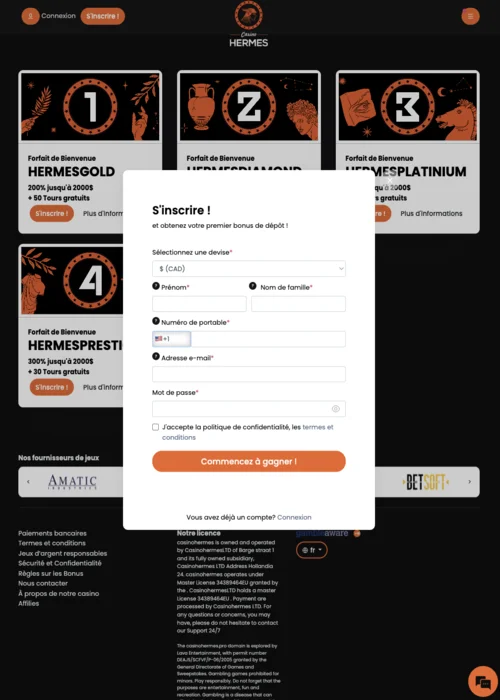 Inscription Casino Hermes<